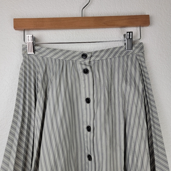 Acne Studios Ilia Stripe Asymmetric Pleated Midi Skirt Gray White 34/2 - Picture 8 of 14